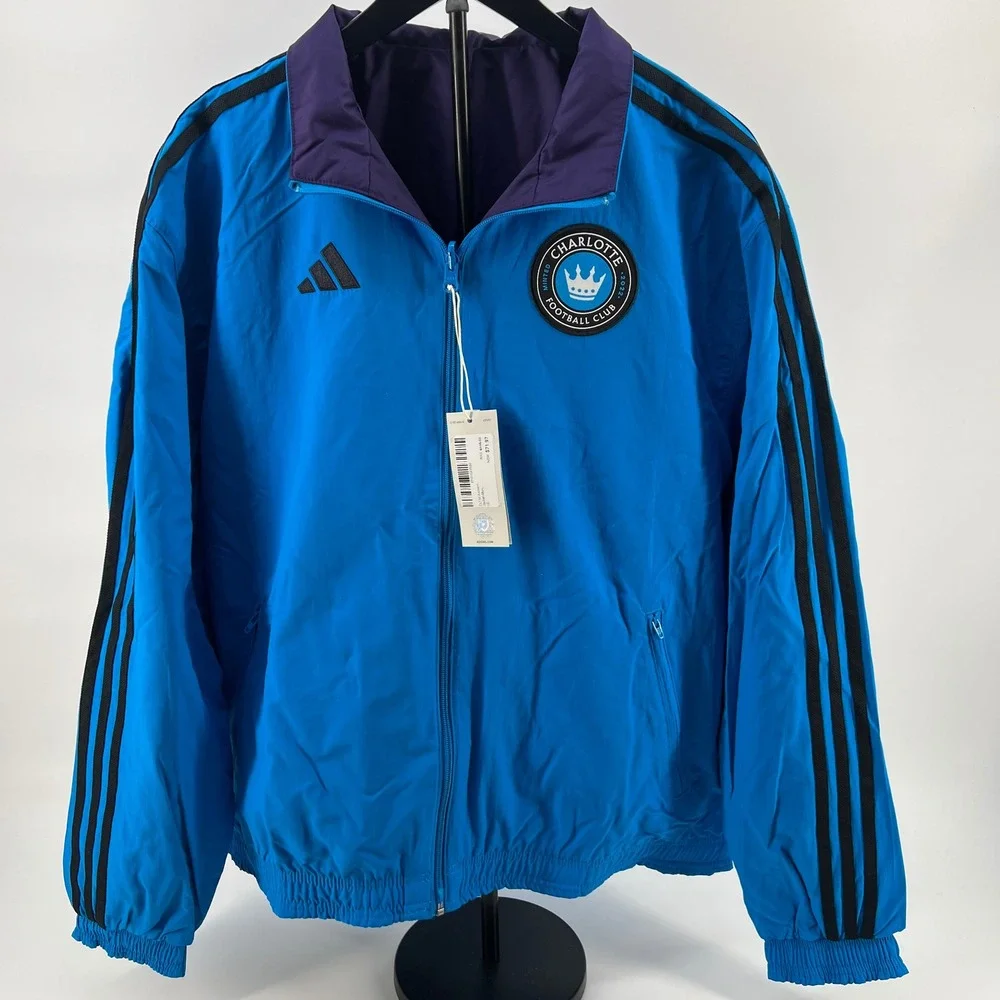 Adidas‎ Charlotte Football Club Reversible Jacket Mens L Blue Purple Soccer New